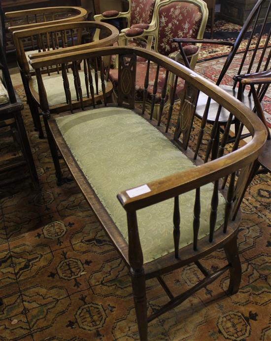 Edwardian inlaid settee & 2 chairs